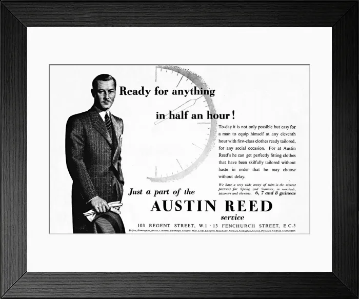 Framed Print : Austin Reed - Ready for anything in half an hour, 1937 Framed Print : Austin Reed - Ready for anything in half an hour, 1937