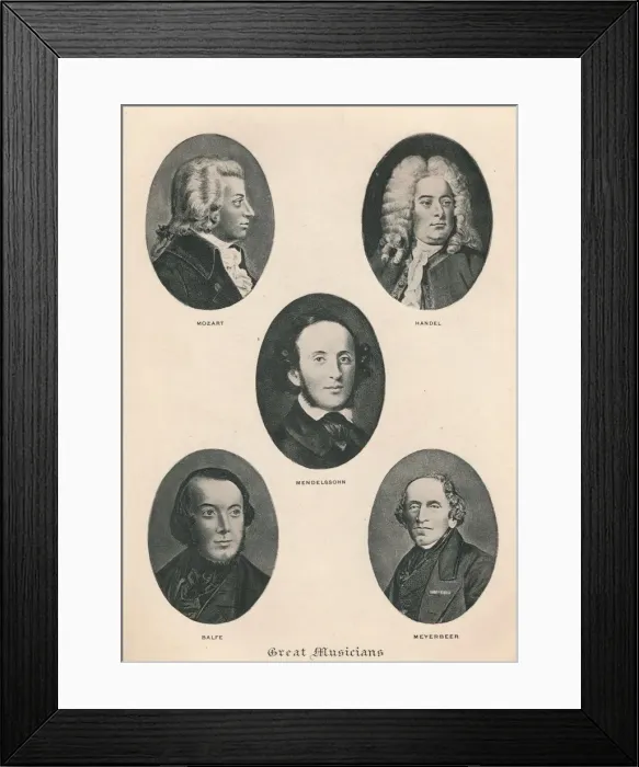Framed Print : Great Musicians - Plate IV. 1895 Framed Print : Great Musicians - Plate IV. 1895