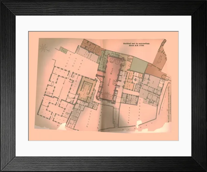 Framed Print : Guild Hall ( City of London) Plan, c1750, (1886) Framed Print : Guild Hall ( City of London) Plan, c1750, (1886)
