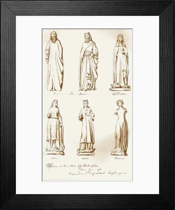 Framed Print : Statues on the Outside of Guild Hall, 1783, (1886) Framed Print : Statues on the Outside of Guild Hall, 1783, (1886)