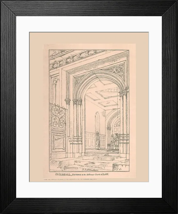 Framed Print : Guild Hall Entrance, 1815, (1886). Artist: Robert Blemmell Schnebbelie Framed Print : Guild Hall Entrance, 1815, (1886). Artist: Robert Blemmell Schnebbelie