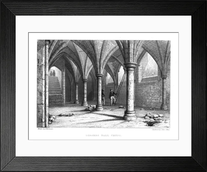 Framed Print : Gerards Hall Crypt. Guildhall London, 1886. Artist: John Henry Le Keux Framed Print : Gerards Hall Crypt. Guildhall London, 1886. Artist: John Henry Le Keux