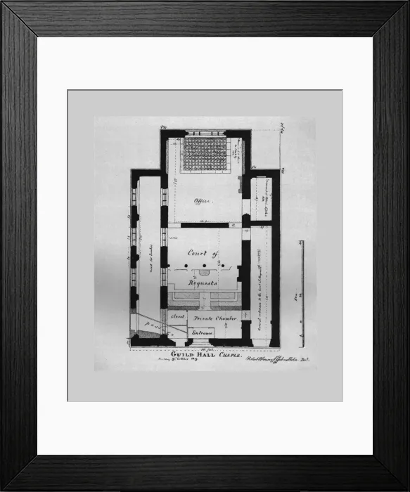 Framed Print : Ground Plan of the Guildhall Chapel 1815, (1866) Framed Print : Ground Plan of the Guildhall Chapel 1815, (1866)