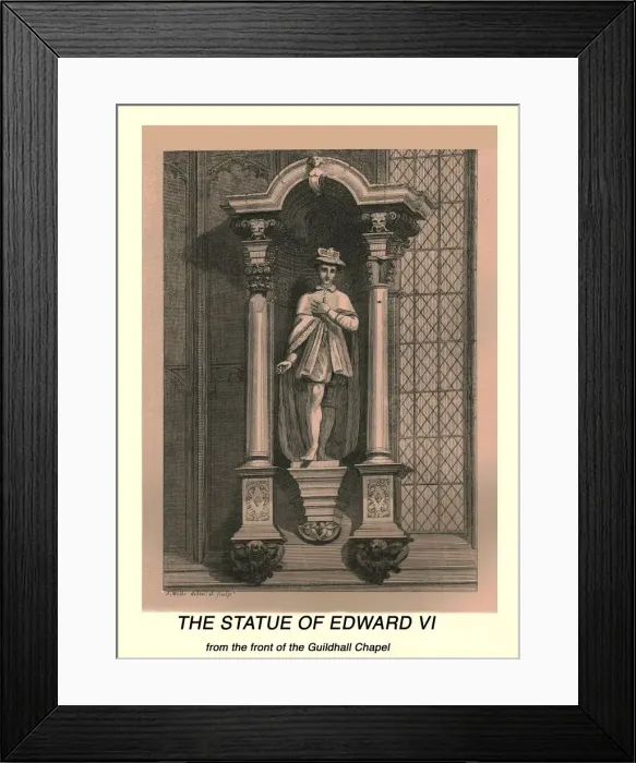 Framed Print : The Statue of Edward VI, 1886. Artist: J Mills Framed Print : The Statue of Edward VI, 1886. Artist: J Mills