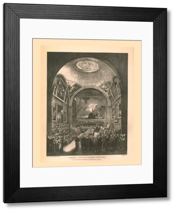 Framed Print : Common Council Chamber Guildhall, 1808, (1886). Artist: J Bluck Framed Print : Common Council Chamber Guildhall, 1808, (1886). Artist: J Bluck