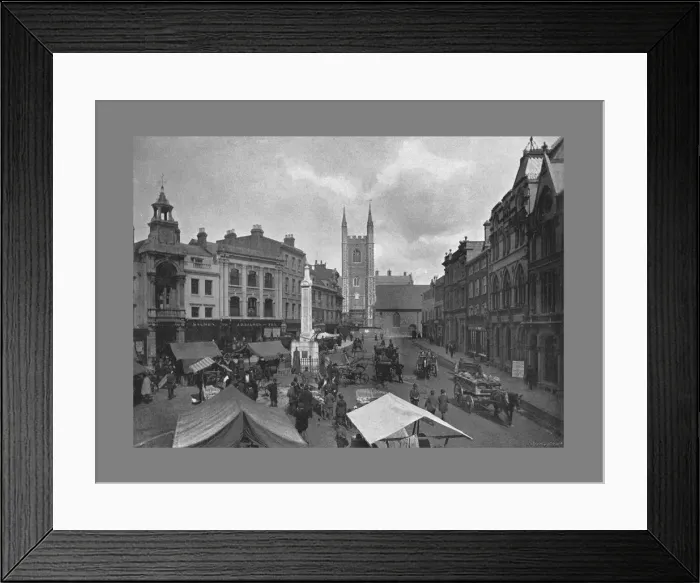 Framed Print : Market Place, Reading, c1900. Artist: SV White Framed Print : Market Place, Reading, c1900. Artist: SV White