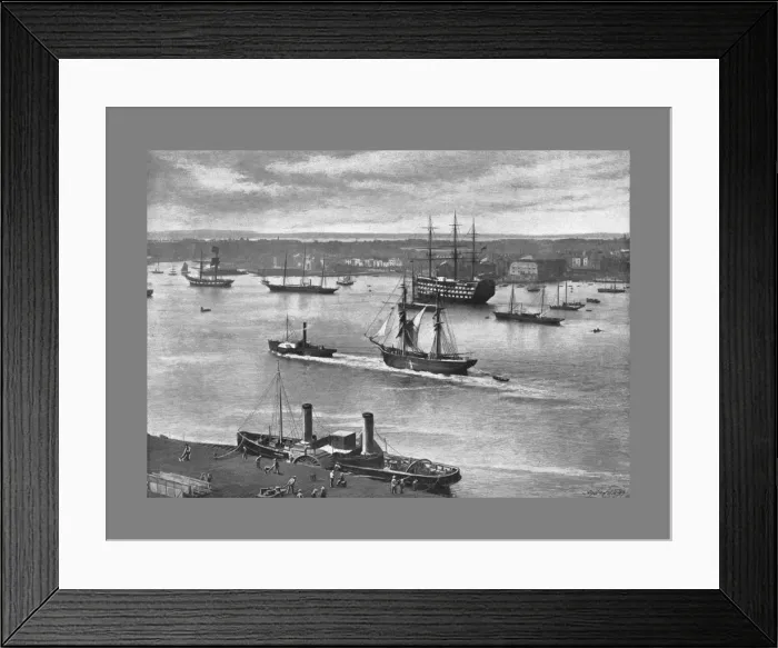 Framed Print : Portsmouth Harbour, c1900. Artist: Alfred John West Framed Print : Portsmouth Harbour, c1900. Artist: Alfred John West