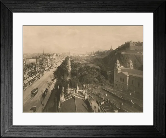 Framed Print : Edinburgh, Looking Towards Calton Hill, from the West End of Princes Street, 1902 Framed Print : Edinburgh, Looking Towards Calton Hill, from the West End of Princes Street, 1902