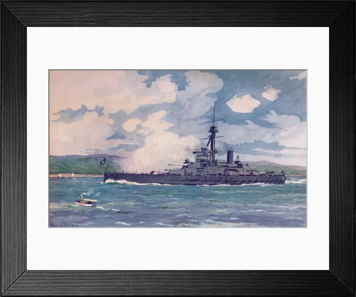 Framed Print : The Brazilian Super-Dreadnought Minas Geraes nearing Rio, 1914. Artist: Edgar L Pattison Framed Print : The Brazilian Super-Dreadnought Minas Geraes nearing Rio, 1914. Artist: Edgar L Pattison