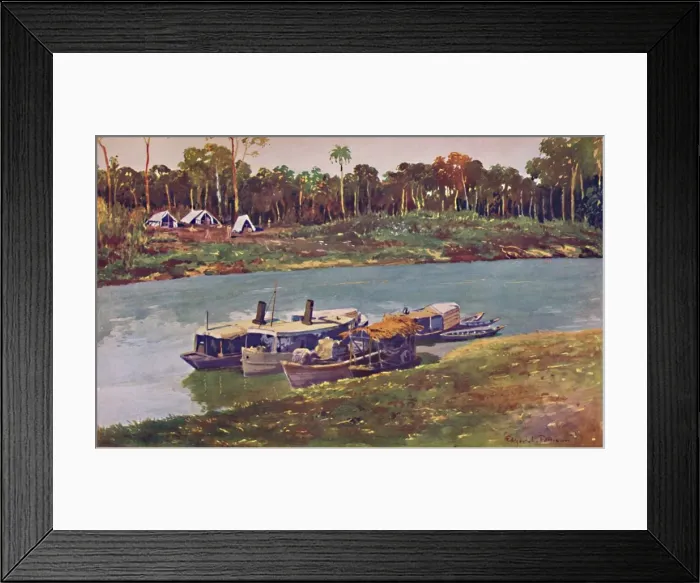 Framed Print : A Military Encampment on a reach of the Upper Amazon, three thousand miles from the Sea, 1914 Framed Print : A Military Encampment on a reach of the Upper Amazon, three thousand miles from the Sea, 1914