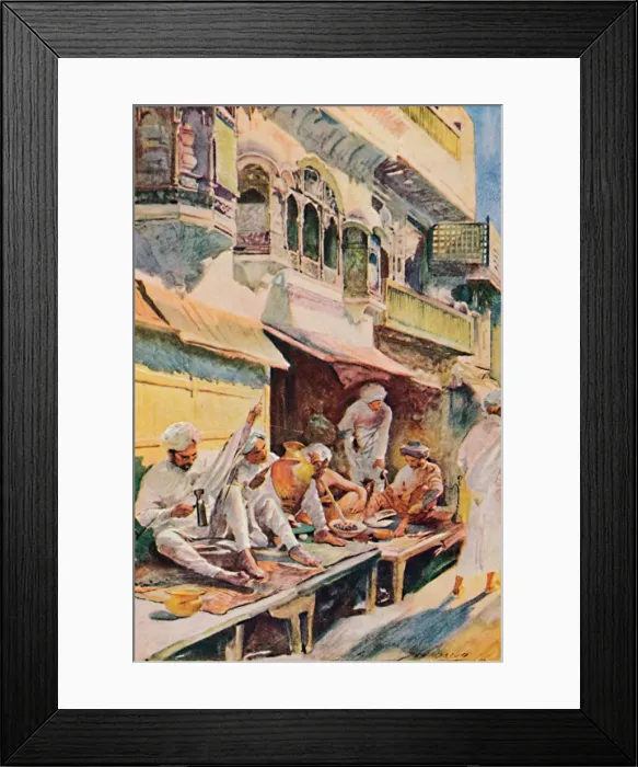 Framed Print : Workers in an Indian Bazaar, 1913. Artist: John Henry Frederick Bacon Framed Print : Workers in an Indian Bazaar, 1913. Artist: John Henry Frederick Bacon