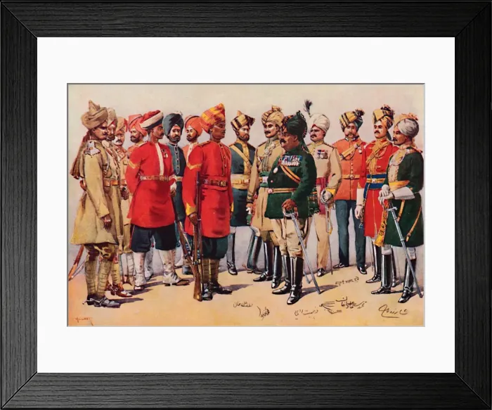 Framed Print : A Group of Indian Soldiers, 1913. Artist: AC Lovett Framed Print : A Group of Indian Soldiers, 1913. Artist: AC Lovett