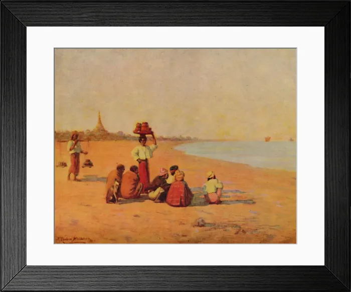 Framed Print : On the Banks of the Irrawaddy - Waiting for the Steamer, 1913. Artist: James Raeburn Middleton