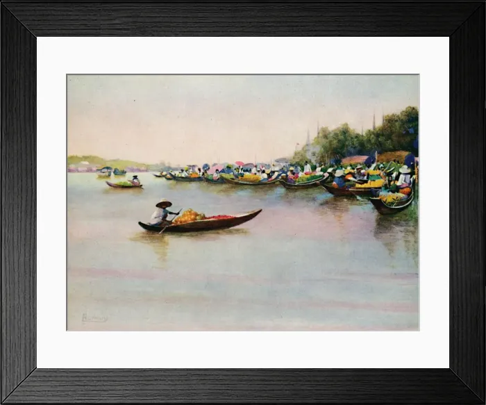 Framed Print : The River Market, Bangkok, 1913. Artist: Edwin Norbury Framed Print : The River Market, Bangkok, 1913. Artist: Edwin Norbury