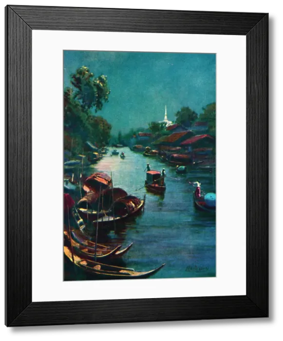 Framed Print : A Typical Canal Scene, Bangkok, 1913. Artist: Edwin Norbury Framed Print : A Typical Canal Scene, Bangkok, 1913. Artist: Edwin Norbury