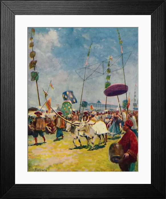 Framed Print : Siamese Farmers Celebrating the Annual Rice Ploughing Festival, 1913. Artist: Edwin Norbury Framed Print : Siamese Farmers Celebrating the Annual Rice Ploughing Festival, 1913. Artist: Edwin Norbury