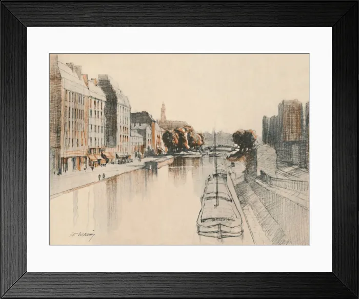 Framed Print : The Canal St. Martin, c1927, (1927). Artist: Henry Franks Waring Framed Print : The Canal St. Martin, c1927, (1927). Artist: Henry Franks Waring