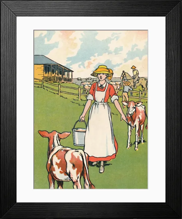 Framed Print : An Australian Dairy Farm, 1912. Artist: Charles Robinson Framed Print : An Australian Dairy Farm, 1912. Artist: Charles Robinson