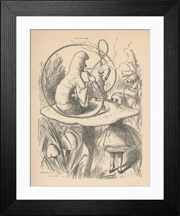 Framed Print : Alice and the caterpillar, 1889. Artist: John Tenniel Framed Print : Alice and the caterpillar, 1889. Artist: John Tenniel