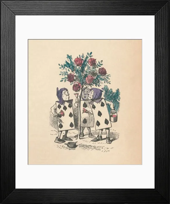 Framed Print : The Playing cards painting the Rose Bushes, 1889. Artist: John Tenniel Framed Print : The Playing cards painting the Rose Bushes, 1889. Artist: John Tenniel
