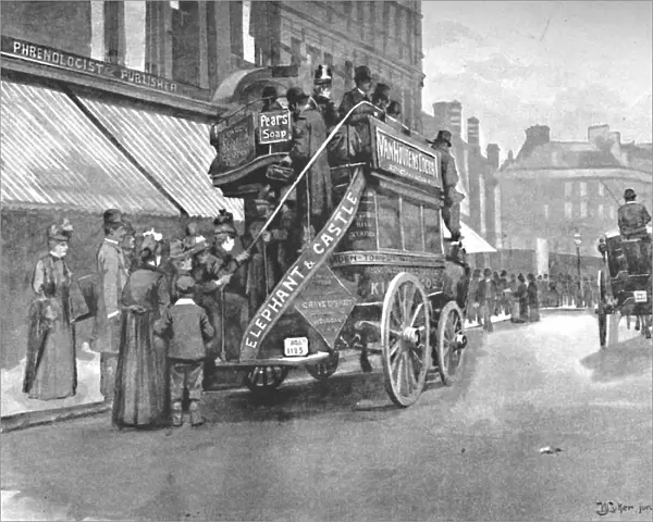 New Bridge Market - Struggle for the Bus, 1891. Artist: William Luker