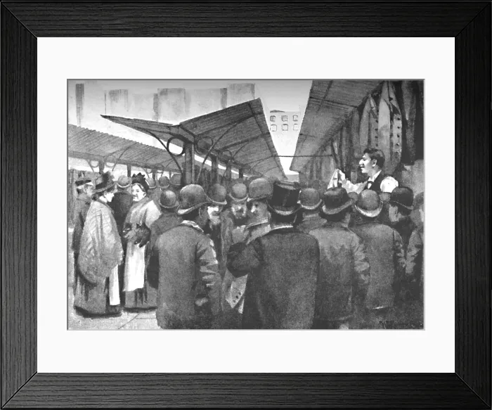 Framed Print : Old Clothes Market, Houndsditch, 1891. Creator: William Luker. Old Clothes Market, Houndsditch, 1891. Creator: William Luker