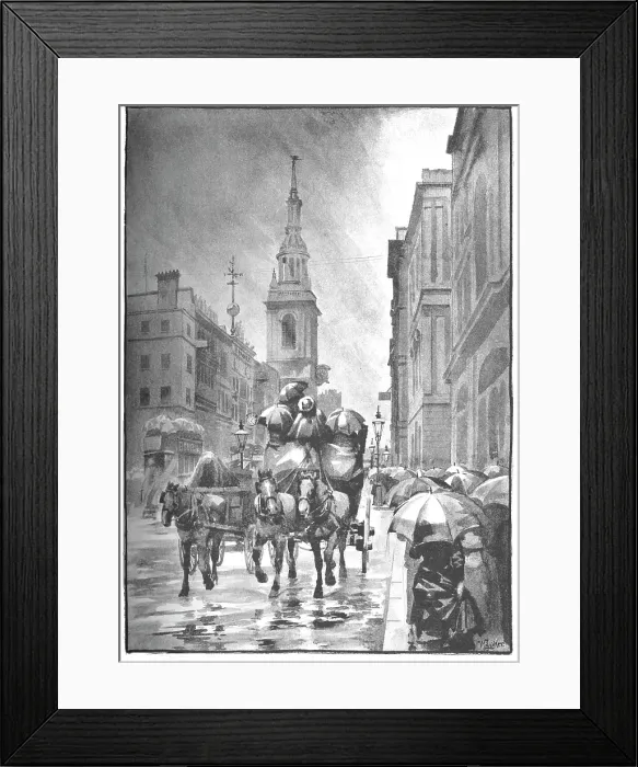 Framed Print : Cheapside - A Rainy Day, 1891. Creator: William Luker. Cheapside - A Rainy Day, 1891. Creator: William Luker Framed Print : Cheapside - A Rainy Day, 1891. Creator: William Luker. Cheapside - A Rainy Day, 1891. Creator: William Luker