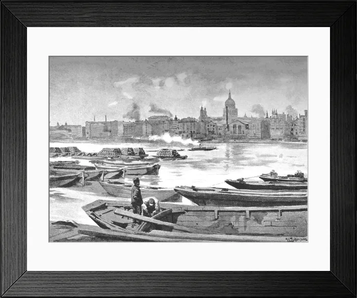 Framed Print : St. Paul's Cathedral from the South Bank of the River, 1891. Creator: William Luker. St. Paul's Cathedral from the South Bank of the River, 1891