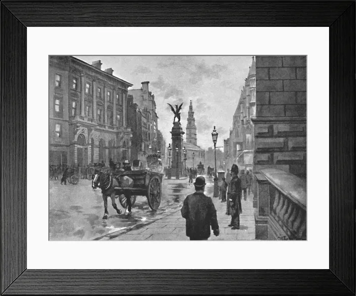 Framed Print : Fleet Street, Showing Temple Bar Memorial and Child's Bank, 1891. Creator: William Luker. Fleet Street, Showing Temple Bar Memorial and Child's Bank, 1891 Framed Print : Fleet Street, Showing Temple Bar Memorial and Child's Bank, 1891. Creator: William Luker. Fleet Street, Showing Temple Bar Memorial and Child's Bank, 1891