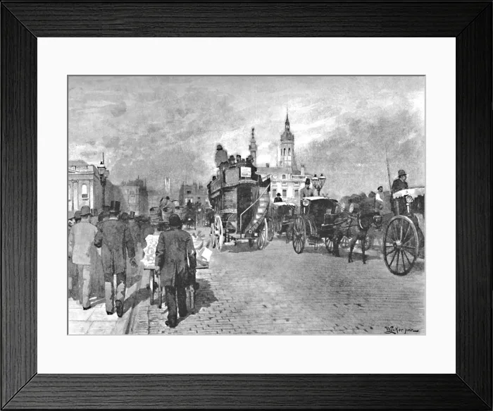 Framed Print : London Bridge - Going Across, 1891. Creator: William Luker. London Bridge - Going Across, 1891. Creator: William Luker Framed Print : London Bridge - Going Across, 1891. Creator: William Luker. London Bridge - Going Across, 1891. Creator: William Luker