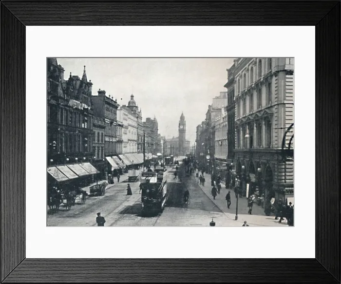 Framed Print : High Street, Belfast, showing the Albert Memorial in the distance, 1917 Framed Print : High Street, Belfast, showing the Albert Memorial in the distance, 1917