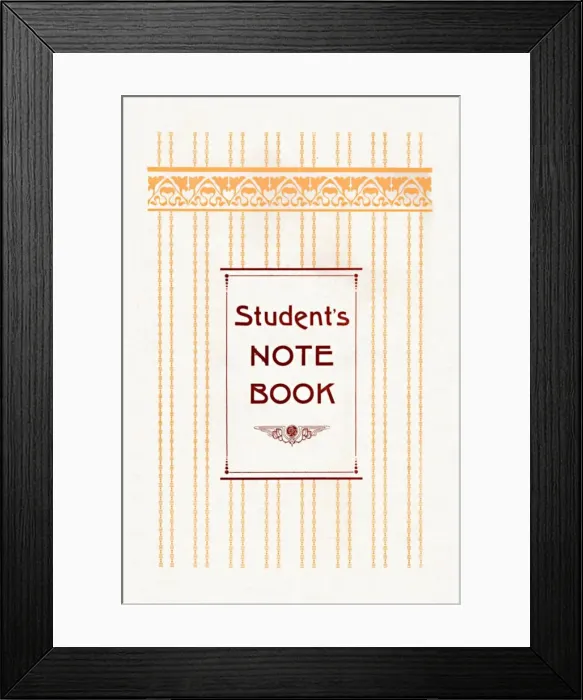 Framed Print : Students Note Book, 1917 Framed Print : Students Note Book, 1917