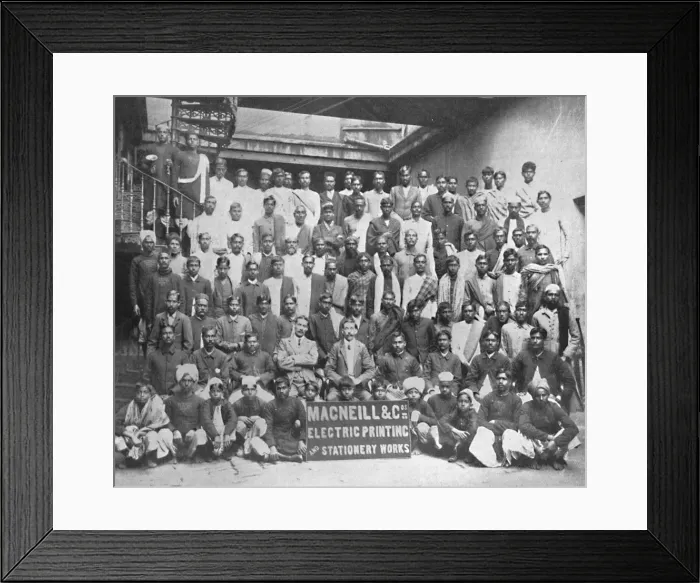 Framed Print : Staff of Macneill & Co.s Printing and Stationery Works, Calcutta, 1917 Framed Print : Staff of Macneill & Co.s Printing and Stationery Works, Calcutta, 1917