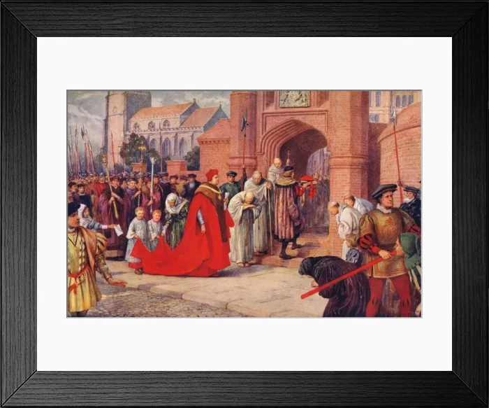 Framed Print : Cardinal Wolsey possibly entering Hampton Court Palace, 1917 Framed Print : Cardinal Wolsey possibly entering Hampton Court Palace, 1917