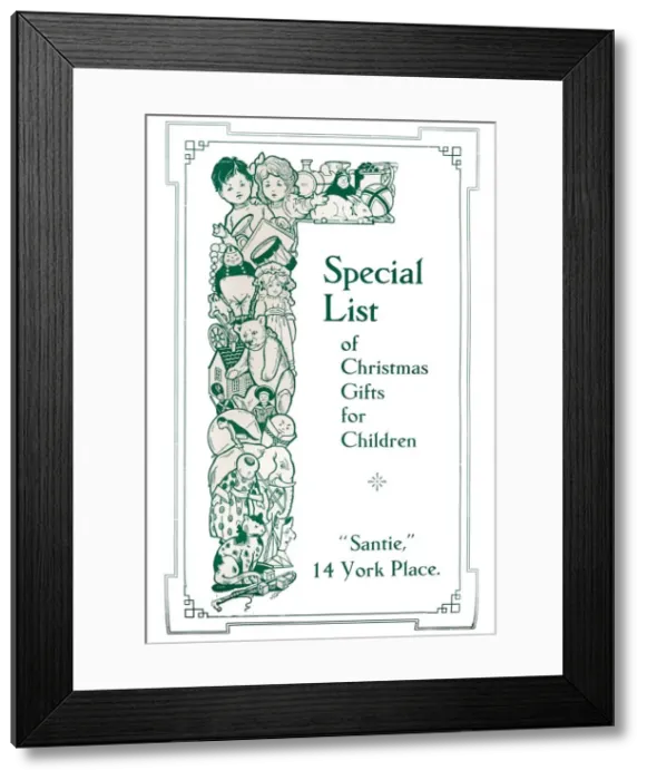 Framed Print : Special List of Christmas Gifts for Children, 1917. Artist: Garratt & Atkinson Framed Print : Special List of Christmas Gifts for Children, 1917. Artist: Garratt & Atkinson