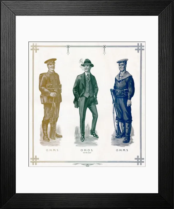 Framed Print : O. H. M. S, O. H. O. S. (on his own), O. H. M. S. 1916 Framed Print : O. H. M. S, O. H. O. S. (on his own), O. H. M. S. 1916
