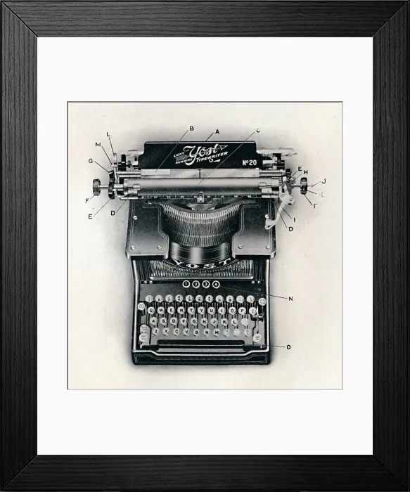 Framed Print : Light Running Yost Typewriter, 1916 Framed Print : Light Running Yost Typewriter, 1916