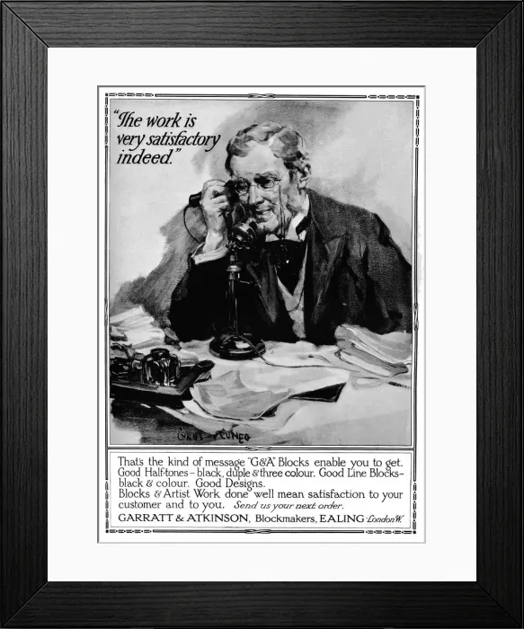 Framed Print : Garratt & Atkinson, Blockmakers - advert, 1916. Artist: Cyrus Cuneo Framed Print : Garratt & Atkinson, Blockmakers - advert, 1916. Artist: Cyrus Cuneo