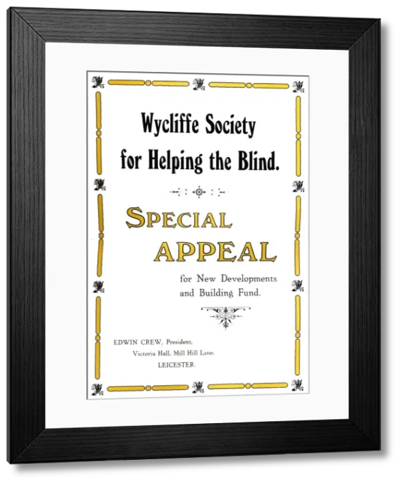 Framed Print : Wycliffe Society for Helping the Blind, 1919