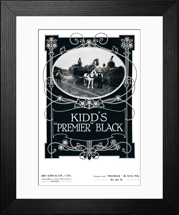 Framed Print : Kidds Premier Black - John Kidd & Co. Ltd. Advert, 1919. Artist: John Kidd & Co Framed Print : Kidds Premier Black - John Kidd & Co. Ltd. Advert, 1919. Artist: John Kidd & Co