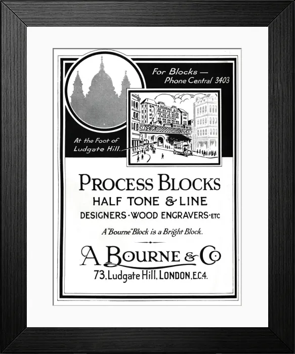 Framed Print : A. Bourne & Co. Advert - Process Blocks, 1919