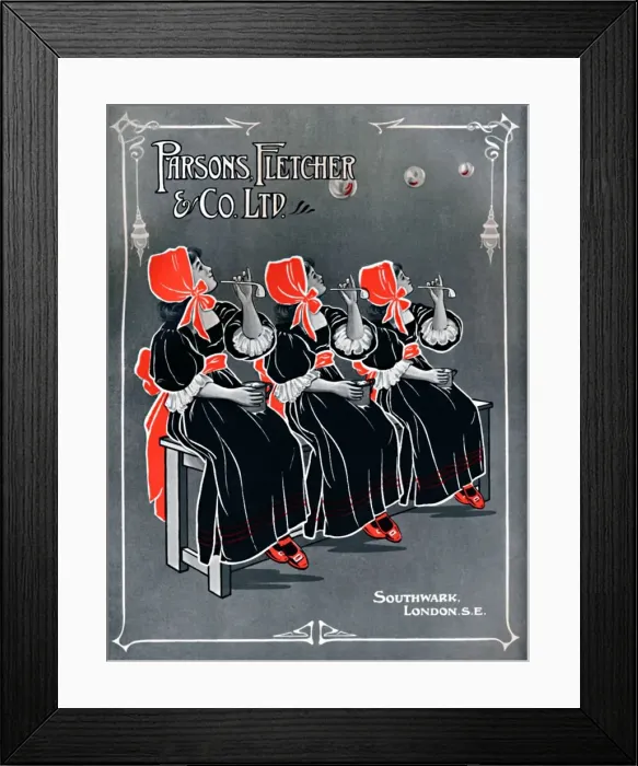 Framed Print : Our Three Little Maids - Parsons, Fletcher & Co. Ltd advert, 1910 Framed Print : Our Three Little Maids - Parsons, Fletcher & Co. Ltd advert, 1910