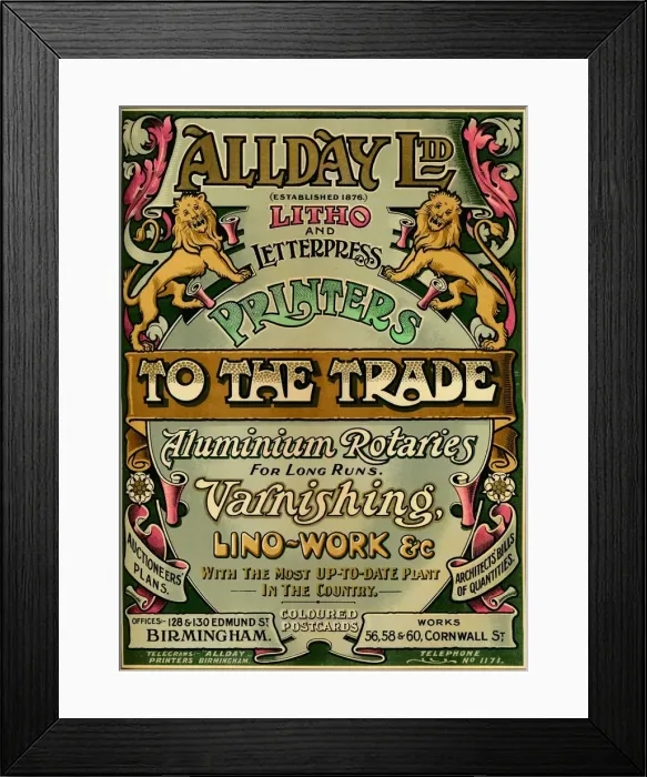 Framed Print : Allday Ltd - advertisement, 1907