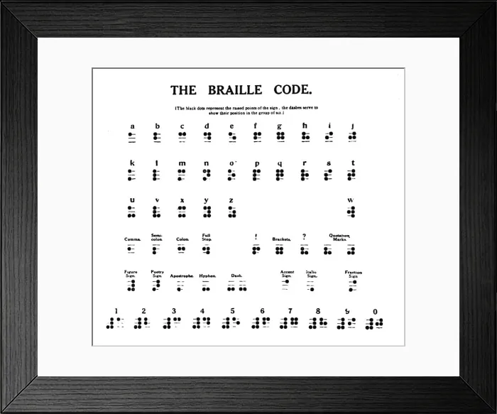 Framed Print : The Braille Code, 1919 Framed Print : The Braille Code, 1919