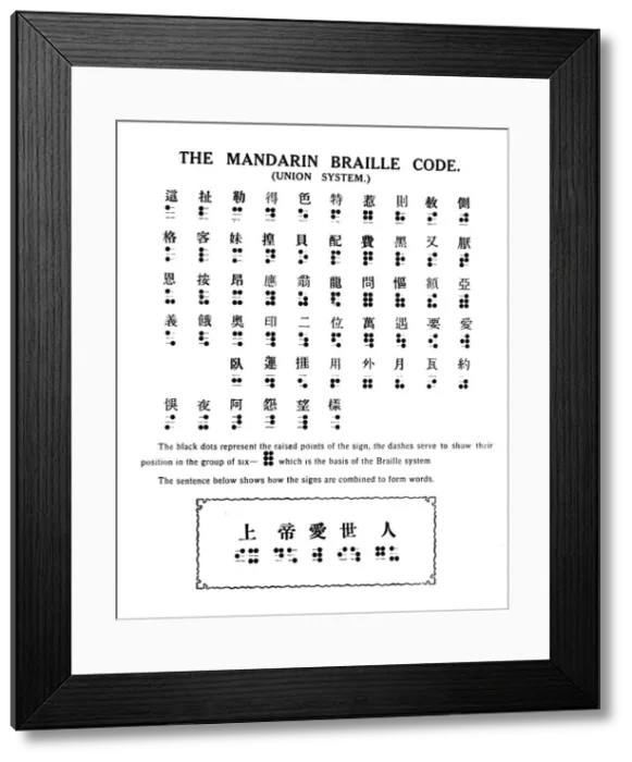 Framed Print : The Mandarin Braille Code (Union System), 1919 Framed Print : The Mandarin Braille Code (Union System), 1919