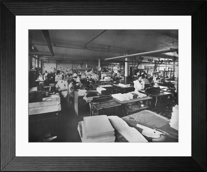 Framed Print : View of Forwarding and Binding Room, 1919 Framed Print : View of Forwarding and Binding Room, 1919