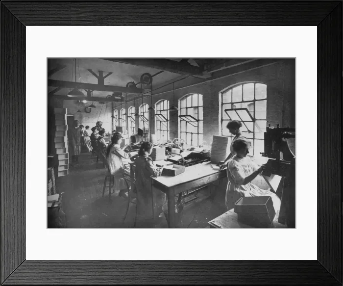 Framed Print : In the Box Factory, 1919 Framed Print : In the Box Factory, 1919