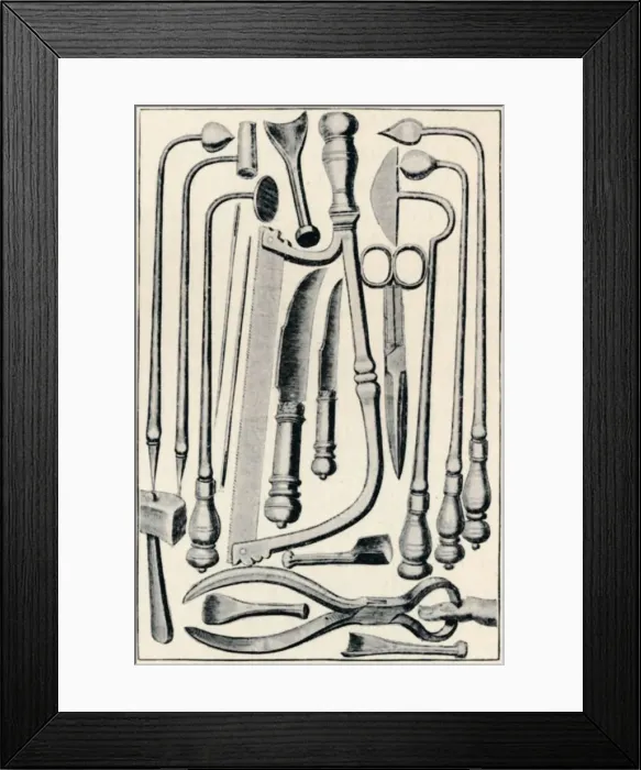 Framed Print : Surgical Instruments, 1639, (1903) Framed Print : Surgical Instruments, 1639, (1903)