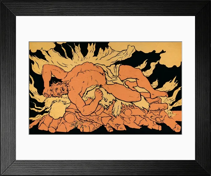 Framed Print : Hercules on Mount Oeta, 1880. Artist: Picart Framed Print : Hercules on Mount Oeta, 1880. Artist: Picart