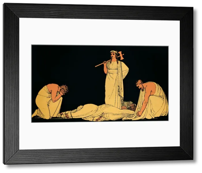 Framed Print : The Murder of Agamemnon, 1880. Artist: Flaxman Framed Print : The Murder of Agamemnon, 1880. Artist: Flaxman